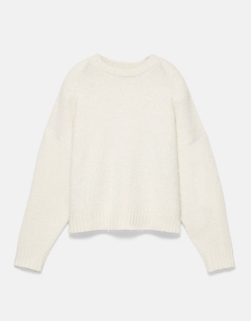 Pull&Bear basisk striktrøje i beige med uld, 6 af 7