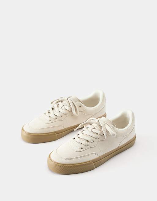 Pull&Bear baskets casual en daim écru, 2 de 4