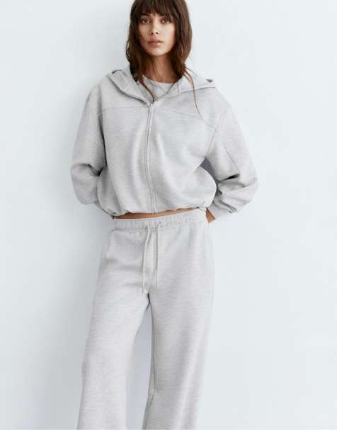 Pull&Bear – Bauschiger Kapuzenpullover in meliertem Grau - view 1