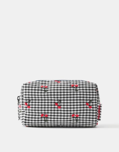 Pull&Bear - Beauty-case blu a quadretti con frutta - view 1