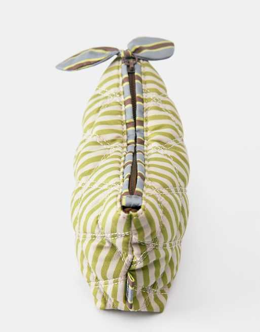 Pull&Bear - Beauty-case trapuntato verde a righe, 3 di 4