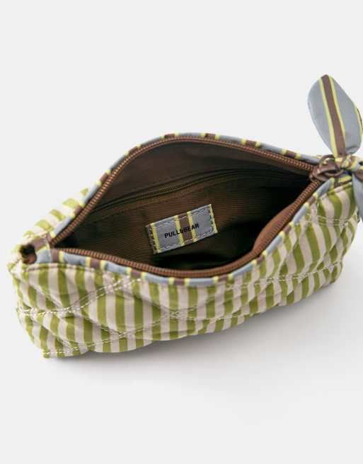 Pull&Bear - Beauty-case trapuntato verde a righe, 4 di 4