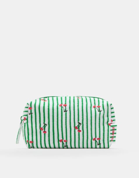 Pull&Bear - Beauty-case verde a righe effetto asciugamano - view 1
