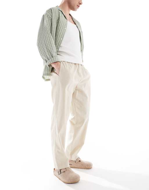Pull&Bear – Beiga byxor i linnemix