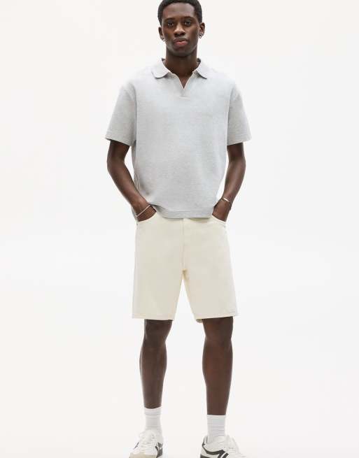 Pull&Bear - Beige bermuda-denimshorts i standard fit