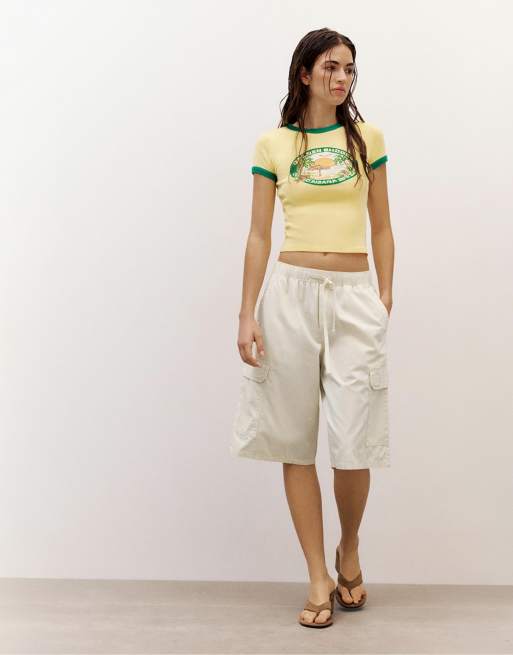 Pull&Bear – Beige bermudashorts i cargostil, 4 av 7