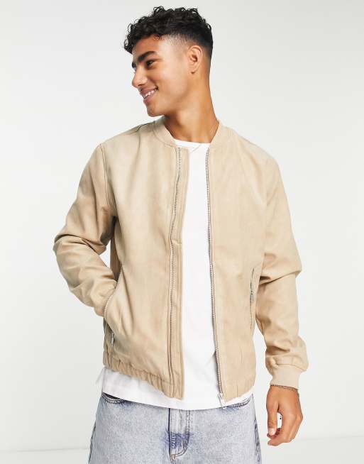 Pull&Bear – Beige bomberjacka i mockaimitation