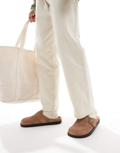 Pull&Bear – Beige, borstade tofflor - view 1