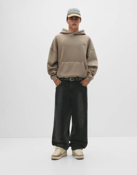 Pull&Bear – Beige huvtröja med STWD-märke - view 1