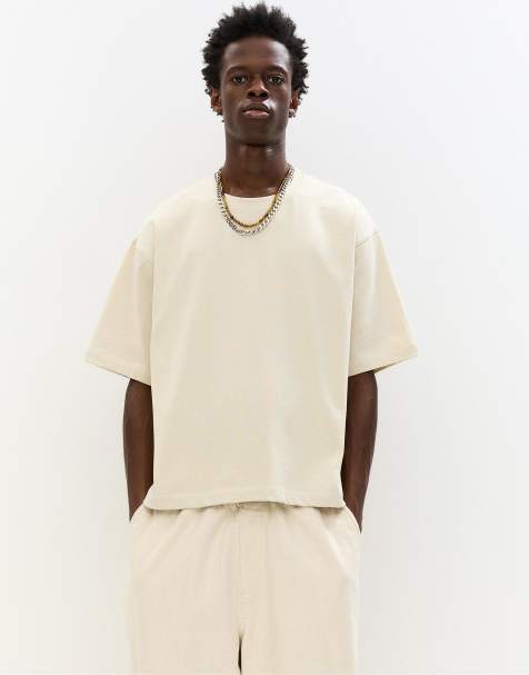 Pull&Bear – Beige, kort t-shirt - view 1