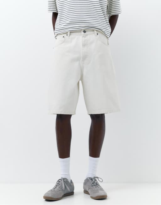 Pull&Bear - Beige posede bermudashorts i denim, 4 af 4