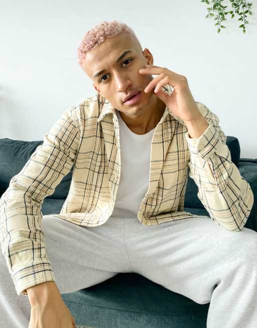 Pull&Bear – Beige-rutig skjorta