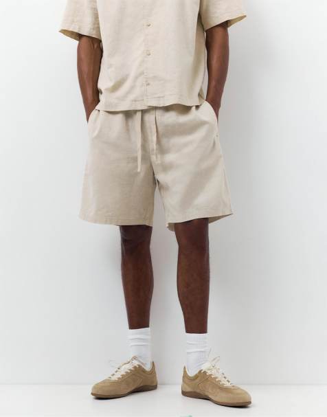 Pull&Bear – Beige shorts i linnemix - view 1