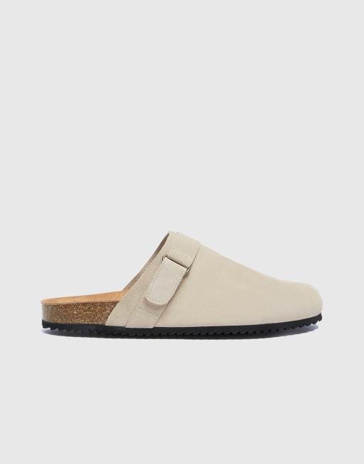 Pull&Bear - Beige slip on-træsko i imiteret ruskind