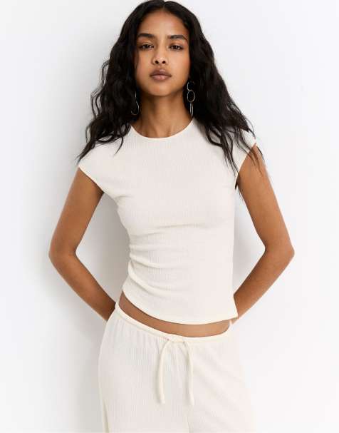 Pull&Bear - Beige top i crepe - view 1