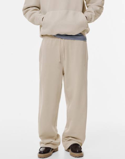 Pull&Bear – Beige träningsoverallsbyxor i skaterstil - view 1