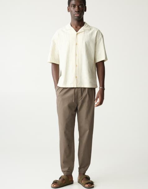 Pull&Bear – Beige, vävda mjukisbyxor med textur - view 1