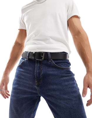 Pull & Bear Belt With Buckle Detail In Black