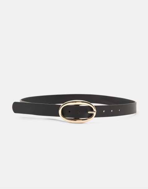 Pull&Bear Belt with oval buckle in black - view 1