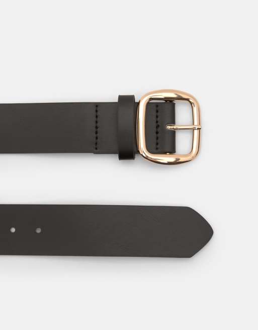 Pull&Bear Belt with square buckle in black, 2 of 3