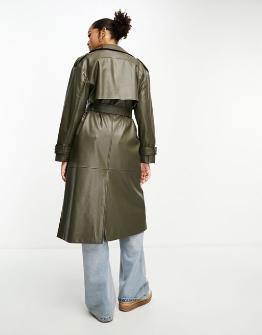 EACH X OTHER Belted faux leather trench coat