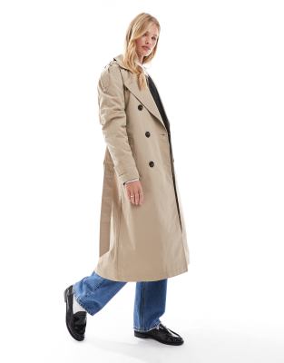 Pull&Bear Pull&Bear belted trench coat in beige-Neutral