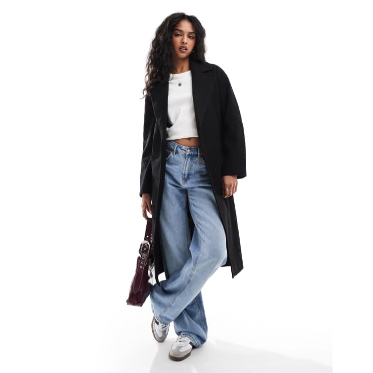 Belted wool look coat outlet