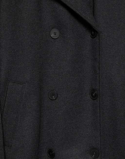 Pull&Bear Belted wool trench coat in grey with wool, 6 of 6