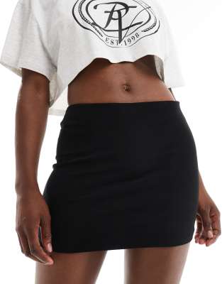 Pull & Bear Bengaline Mini Skirt In Black