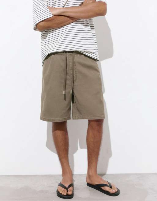 Pull&Bear - Bermuda avec taille élastique - Kaki, 4 de 4