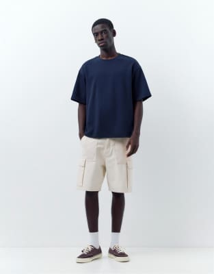Pull & Bear - Bermuda baggy cargo - Beige-Neutral