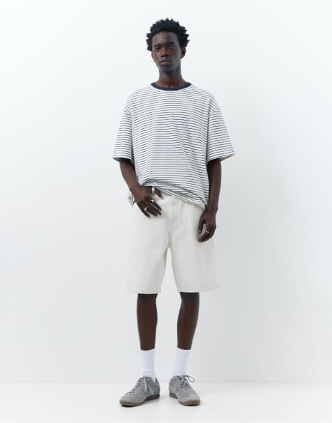 Pull&Bear - Bermuda baggy en jean - Beige - view 1