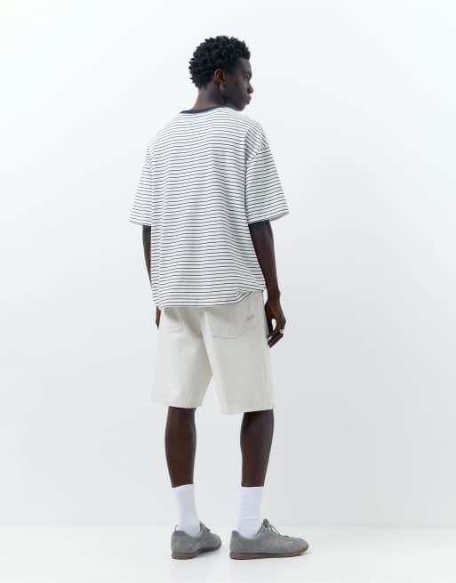 Pull&Bear - Bermuda baggy en jean - Beige, 2 de 4