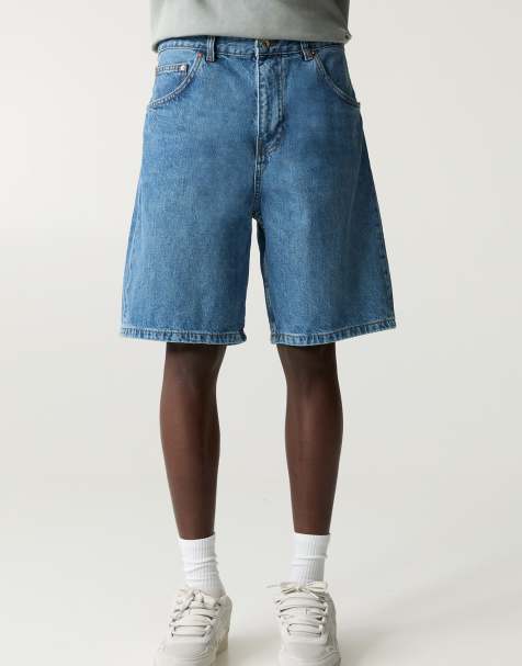 Pull&Bear - Bermuda baggy en jean - Bleu moyen - view 1