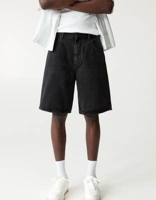Bermuda baggy en jean - Noir dlav - Pull & bear - Modalova