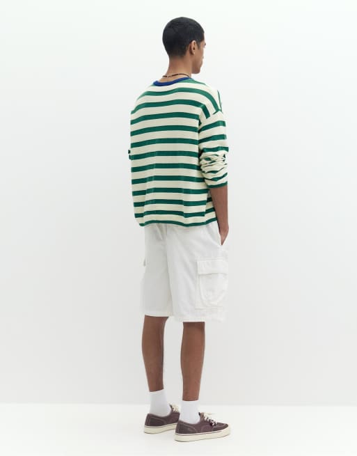 Pull&Bear - Bermuda cargo en tissu ripstop - Blanc cassé, 2 de 4