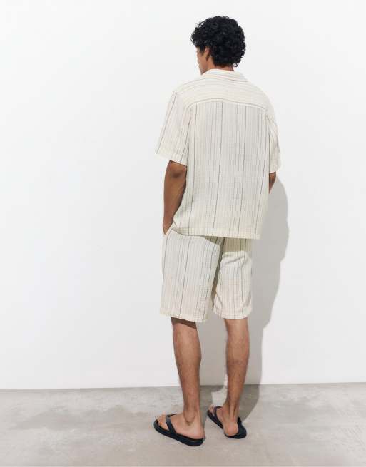 Pull&Bear - Bermuda de sport à rayures - Blanc et bleu marine, 2 de 4