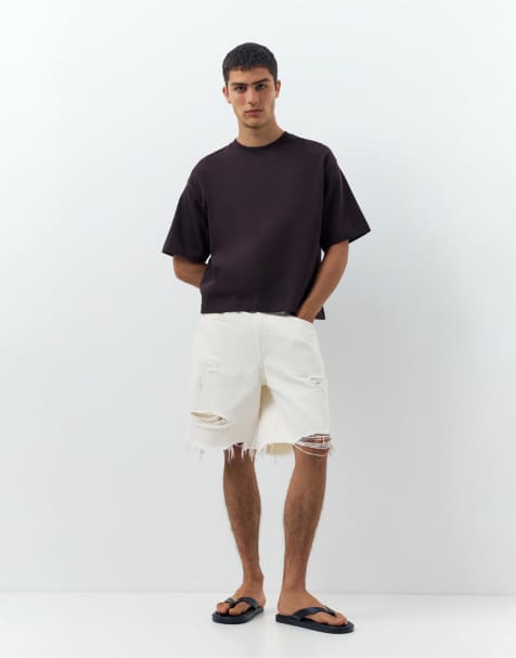 Pull&Bear - Bermuda droit en jean - Beige - view 1