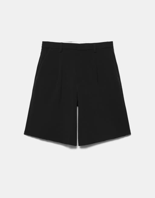 Pull&Bear - Bermuda eleganti neri con pieghe, 3 di 4