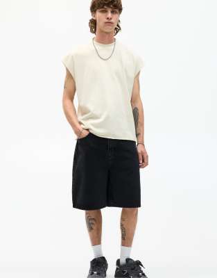 Pull & Bear - Bermuda en jean - Noir