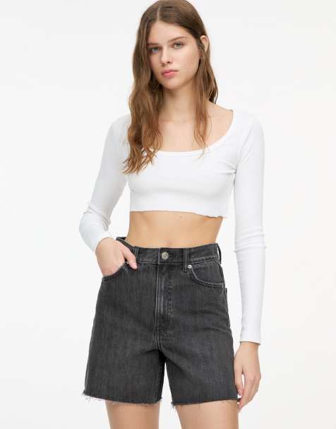 Pull&Bear – Bermuda-Jeansshorts in Schwarz - view 1