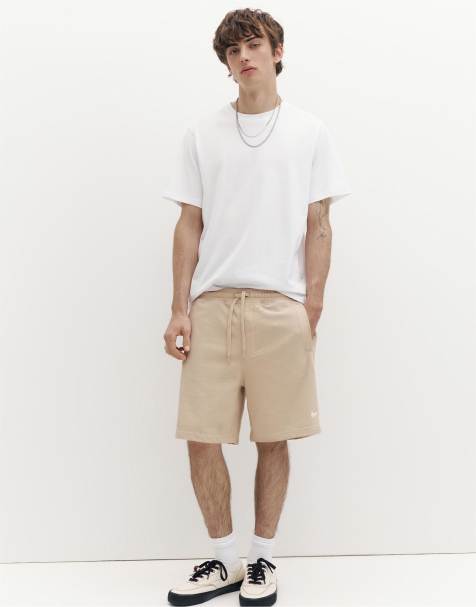 Pull&Bear - Bermuda joggingbroek met logo in zandkleur - view 1