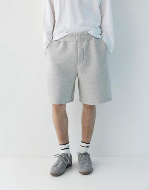 Pull&Bear - Bermuda joggingshort van sweatstof in gemêleerd grijs - view 1