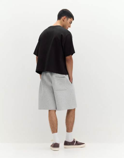 Pull&Bear - Bermuda joggingshort van sweatstof in gemêleerd grijs, 3 van 4