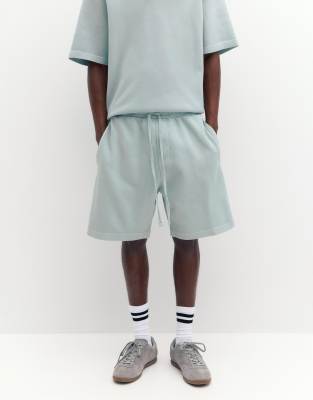 Bermuda-Joggingshorts aus Pikee in Blaugrau Grau M