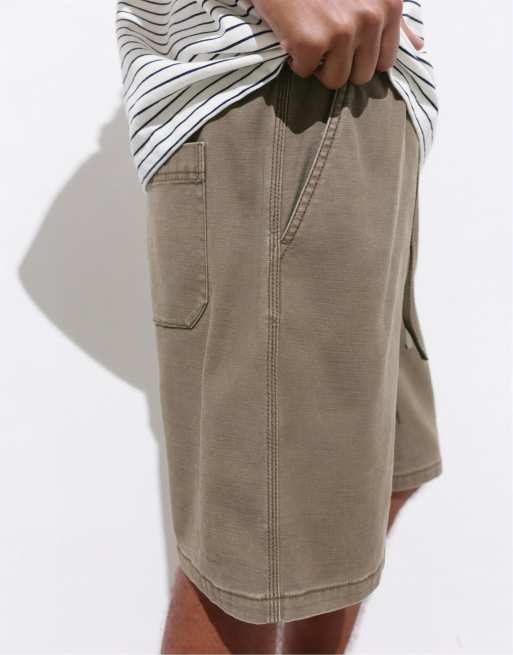 Pull&Bear - Bermuda kaki con vita elasticizzata, 3 di 4