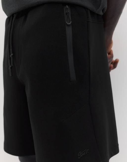 Pull&Bear - Bermuda molletonné coupe classique - Noir, 3 de 4