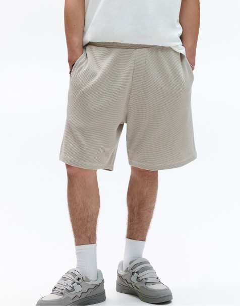 Pull&Bear bermuda shorts in waffle knit fabric in grey marl - view 1