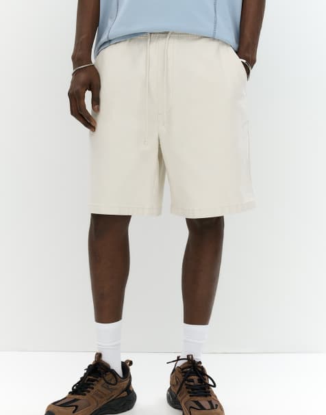 Pull&Bear bermuda shorts with drawstrings in sand - view 1