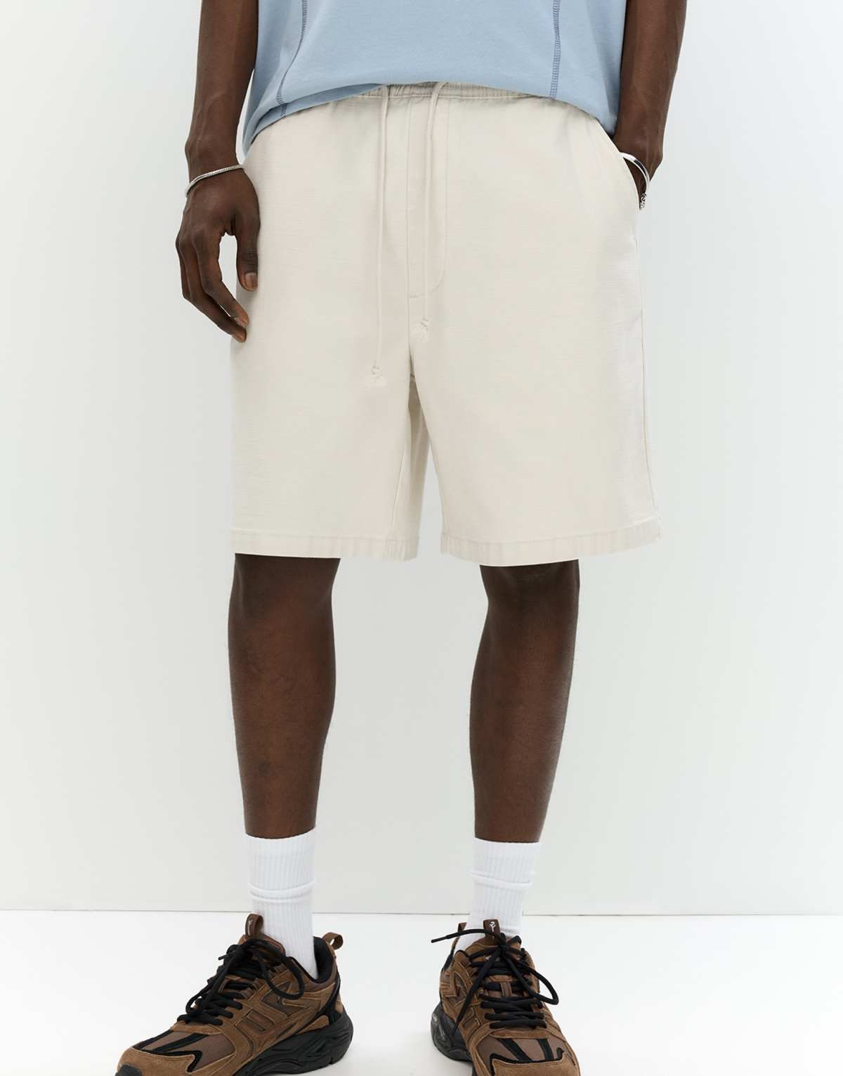 Pull&Bear bermuda shorts with drawstrings in sand